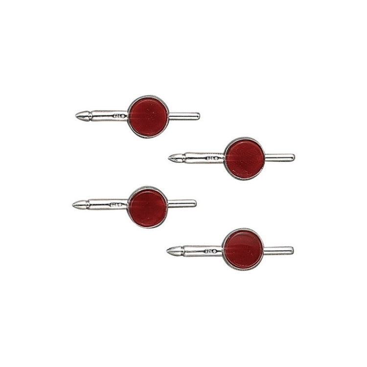 4-pc Sterling Silver Stud Set W/Carnelian