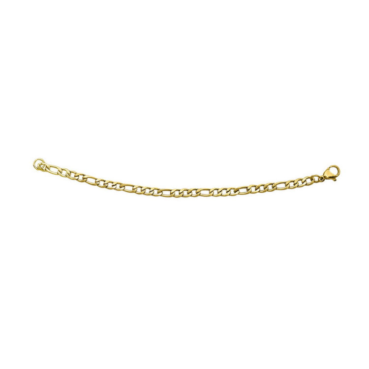 8.25 Stainless Steel Gold IP Plated 4mm Figaro Bracelet