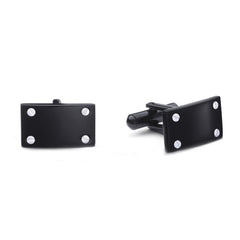 Stainless Steel Rectangle Cufflinks with Black Corner Screws