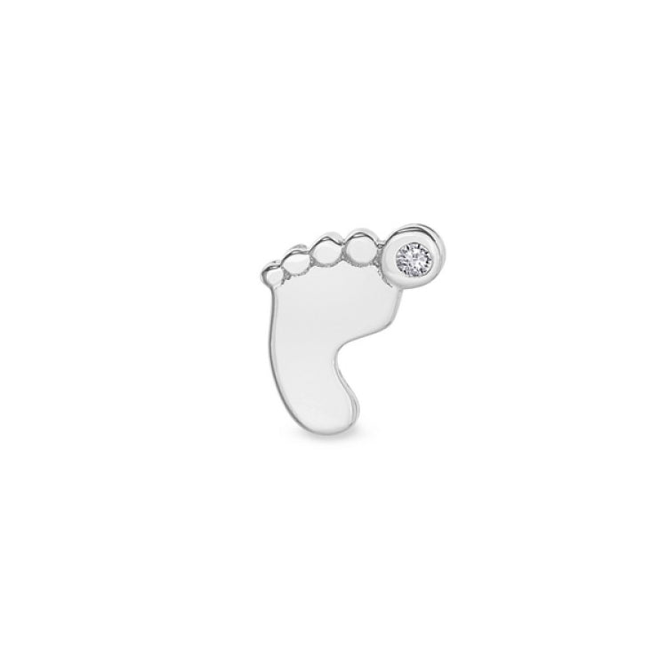 Platinum finish sterling silver baby footprint charm
