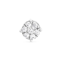 Platinum finish sterling flower charm with simulated diamonds