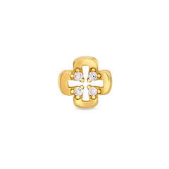 Gold finish sterling silver cross with holes charm with simulated diamonds