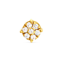 Gold finish sterling flower charm with simulated diamonds