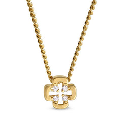 Gold finish finish sterling silver cross with holes pendant with simulated diamonds on 18 chain