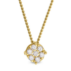 Gold finish finish sterling silver flower pendant with simulated diamonds on 18 chain