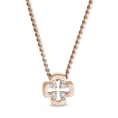 Rose gold finish finish sterling silver cross with holes pendant with simulated diamonds on 18 chain