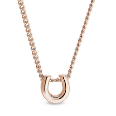 Rose gold finish finish sterling silver horseshoe pendant on 18 chain