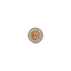 Gold Finish Finish Sterling Silver Micropave Round Simulated Citrine/November Birthstone Charm with Simulated Diamonds