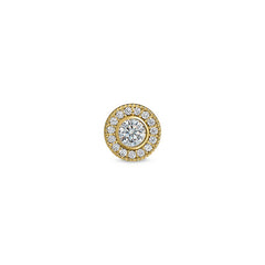 Gold Finish Finish Sterling Silver Micropave Round Simulated Diamond/April Birthstone Charm with Simulated Diamonds