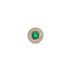 Gold Finish Sterling Silver Micropave Round Simulated Emerald/May Birthstone Charm with Simulated Diamonds for BL2300B