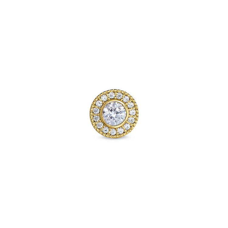 Sterling Silver Micropave Round Simulated Light Amethyst/June Birthstone Charm with Simulated Diamonds for BL2300B