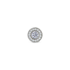 Platinum Finish Sterling Silver Micropave Round Simulated Light Amethyst/June Birthstone Charm with Simulated Diamonds