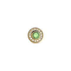 Gold Finish Finish Sterling Silver Micropave Round Simulated Peridot/August Birthstone Charm with Simulated Diamonds