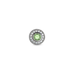 Platinum Finish Sterling Silver Micropave Round Simulated Peridot/Aug Birthstone Charm with Simulated Diamonds for BL2300B