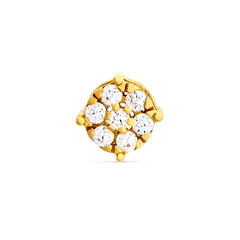 Gold finish sterling flower charm with simulated diamonds