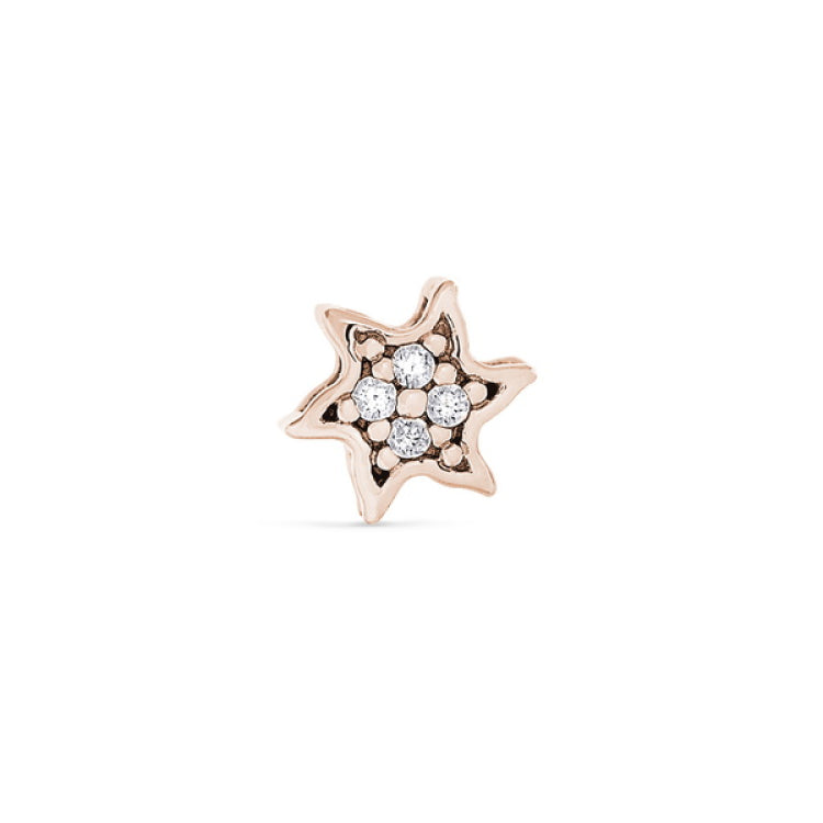 Rose gold finish sterling silver starfish charm with simulated diamonds