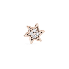 Rose gold finish sterling silver starfish charm with simulated diamonds