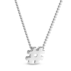 Platinum finish sterling silver # sign pendant on 18 chain