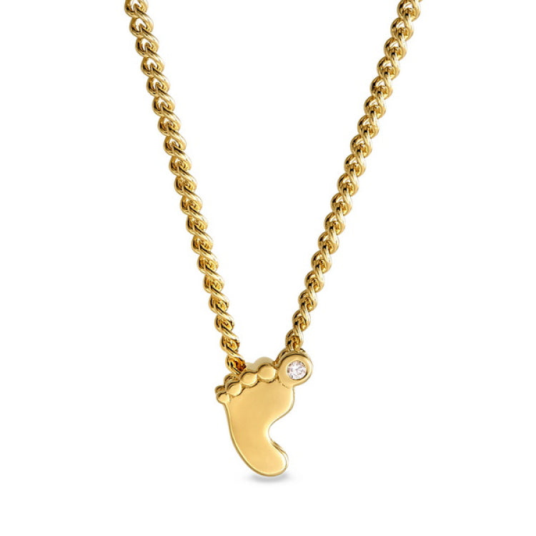 Gold finish finish sterling silver baby footprint pendant on 18 chain