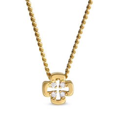 Gold finish finish sterling silver cross with holes pendant with simulated diamonds on 18 chain