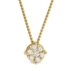 Gold finish finish sterling silver flower pendant with simulated diamonds on 18 chain