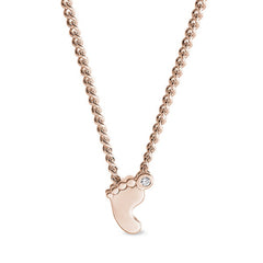 Rose gold finish finish sterling silver baby footprint pendant on 18 chain