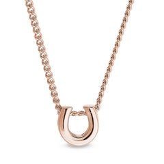 Rose gold finish finish sterling silver horseshoe pendant on 18 chain