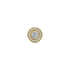 Gold Finish Finish Sterling Silver Micropave Round Simulated Diamond/April Birthstone Charm with Simulated Diamonds