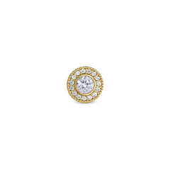Gold Finish Finish Sterling Silver Micropave Round Simulated Light Amethyst/June Birthstone Charm with Simulated Diamonds