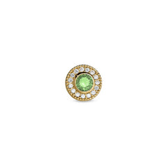 Gold Finish Finish Sterling Silver Micropave Round Simulated Peridot/August Birthstone Charm with Simulated Diamonds