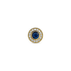 Gold Finish Finish Sterling Silver Micropave Round Simulated Sapphire/September Birthstone Charm with Simulated Diamonds