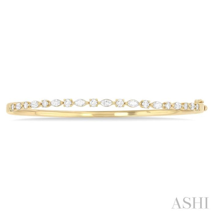 1 Ctw Marquise and Round Cut Diamond Fashion Bangle in 14K Yellow Gold