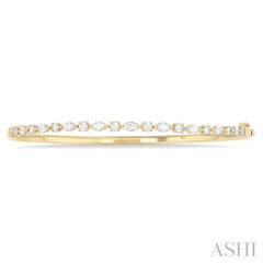 1 Ctw Marquise and Round Cut Diamond Fashion Bangle in 14K Yellow Gold