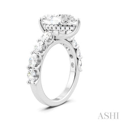 1 1/3 Ctw Pear Shape Oval and Round Cut Diamond Semi-Mount Engagement Ring in 14K White Gold