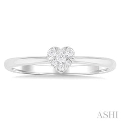 1/10 Ctw Lovebright Petite Heart Shape Round Cut Diamond Fashion Ring in 10K White Gold