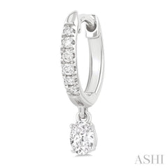 3/8 Ctw Oval Shape and Round Cut Diamond Fashion Huggie Petite Earrings in 14K White Gold