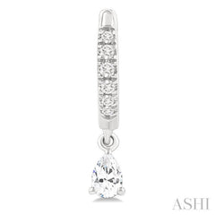 3/8 Ctw Pear Shape and Round Cut Diamond Fashion Huggie Petite Earrings in 14K White Gold