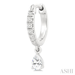 3/8 Ctw Pear Shape and Round Cut Diamond Fashion Huggie Petite Earrings in 14K White Gold