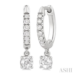 3/8 Ctw Round Shape Round Cut Diamond Fashion Huggie Petite Earrings in 14K White Gold