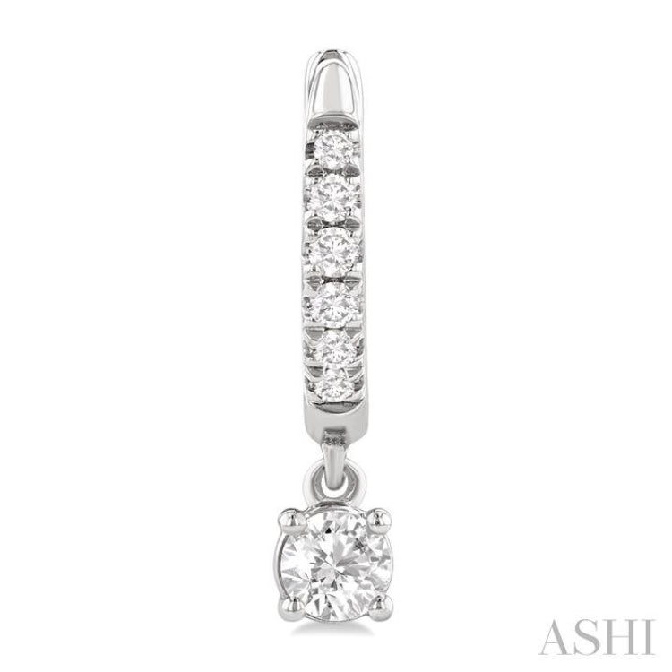 3/8 Ctw Round Shape Round Cut Diamond Fashion Huggie Petite Earrings in 14K White Gold