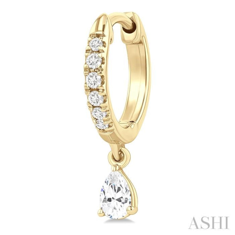 3/8 Ctw Pear Shape and Round Cut Diamond Fashion Huggie Petite Earrings in 14K Yellow Gold