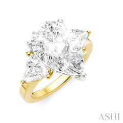 1 1/10 Ctw Pear Shape Trillion Cut & Round Cut Diamond Semi-Mount Engagement Ring in 14K Yellow and White Gold