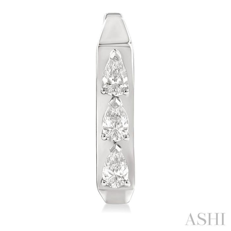 1/2 Ctw Pear Cut Diamond Hexagonal Fashion Hoop Earrings in 14K White Gold