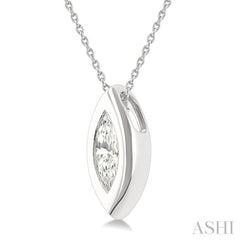 1/3 Ctw Bezel Set Marquise Cut Diamond Bubble Fashion Pendant With Chain in 14K White Gold