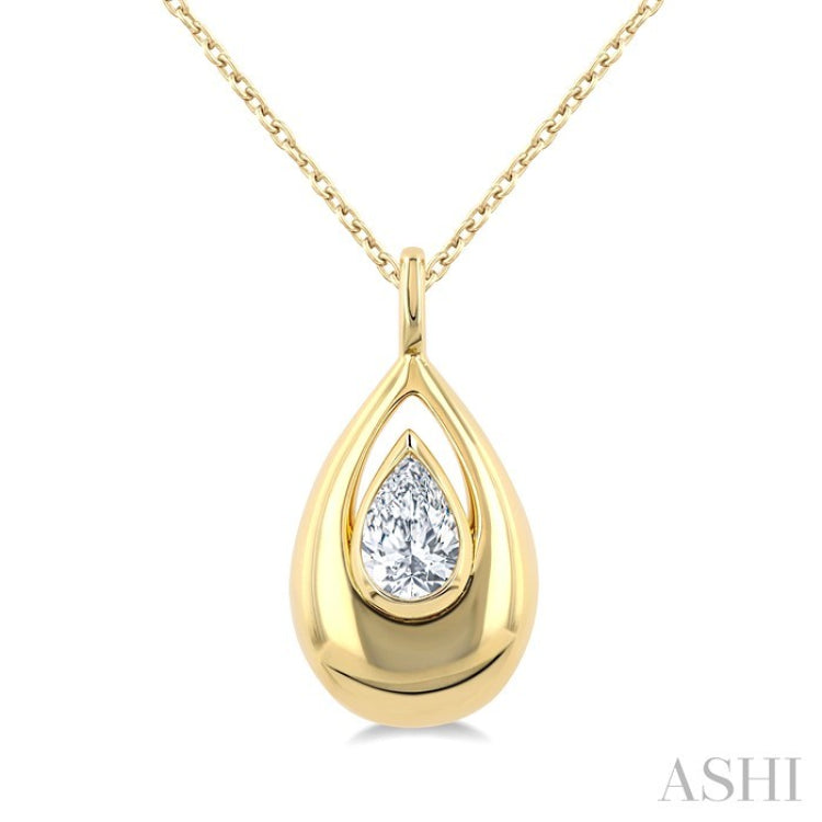 1/4 Ctw Teardrop Pear Cut Diamond Fashion Pendant With Chain in 14K Yellow Gold