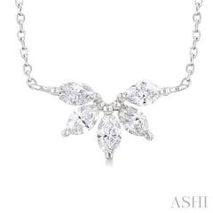 1/3 Ctw Semi-Circle Chevron Marquise Cut Diamond Fashion Necklace in 14K White Gold