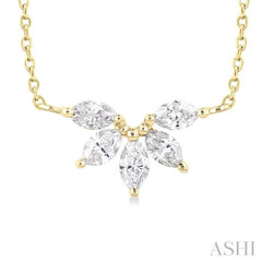 1/3 Ctw Semi-Circle Chevron Marquise Cut Diamond Fashion Necklace in 14K Yellow Gold