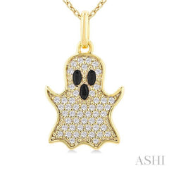 1/6 Ctw Petite Ghost Single Cut Diamond Fashion Pendant With Chain in 10K Yellow Gold