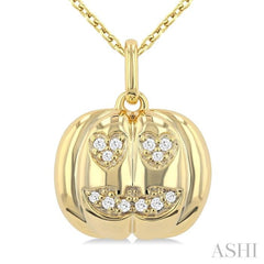 1/20 Ctw Petite Pumpkin Single Cut Diamond Fashion Pendant With Chain in 10K Yellow Gold