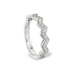 Platinum finish sterling silver micropave ups and downs ring with simulated diamonds